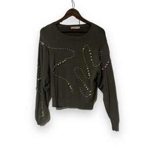 Zara Gray Pullover Sweaters with Pearl Details Size M